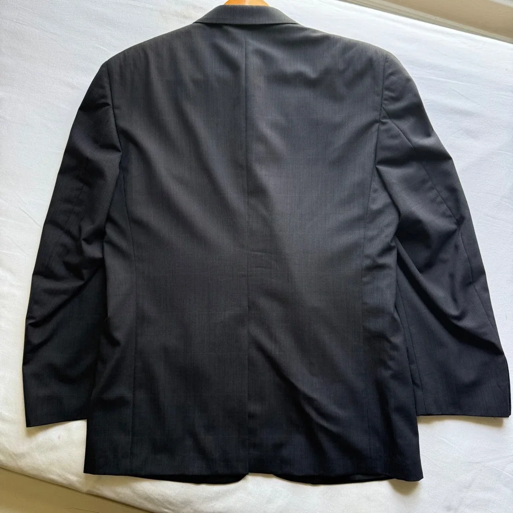 Burberrys Prestige Collection Blazer Charcoal Grey Windowpane Check Sport Coat